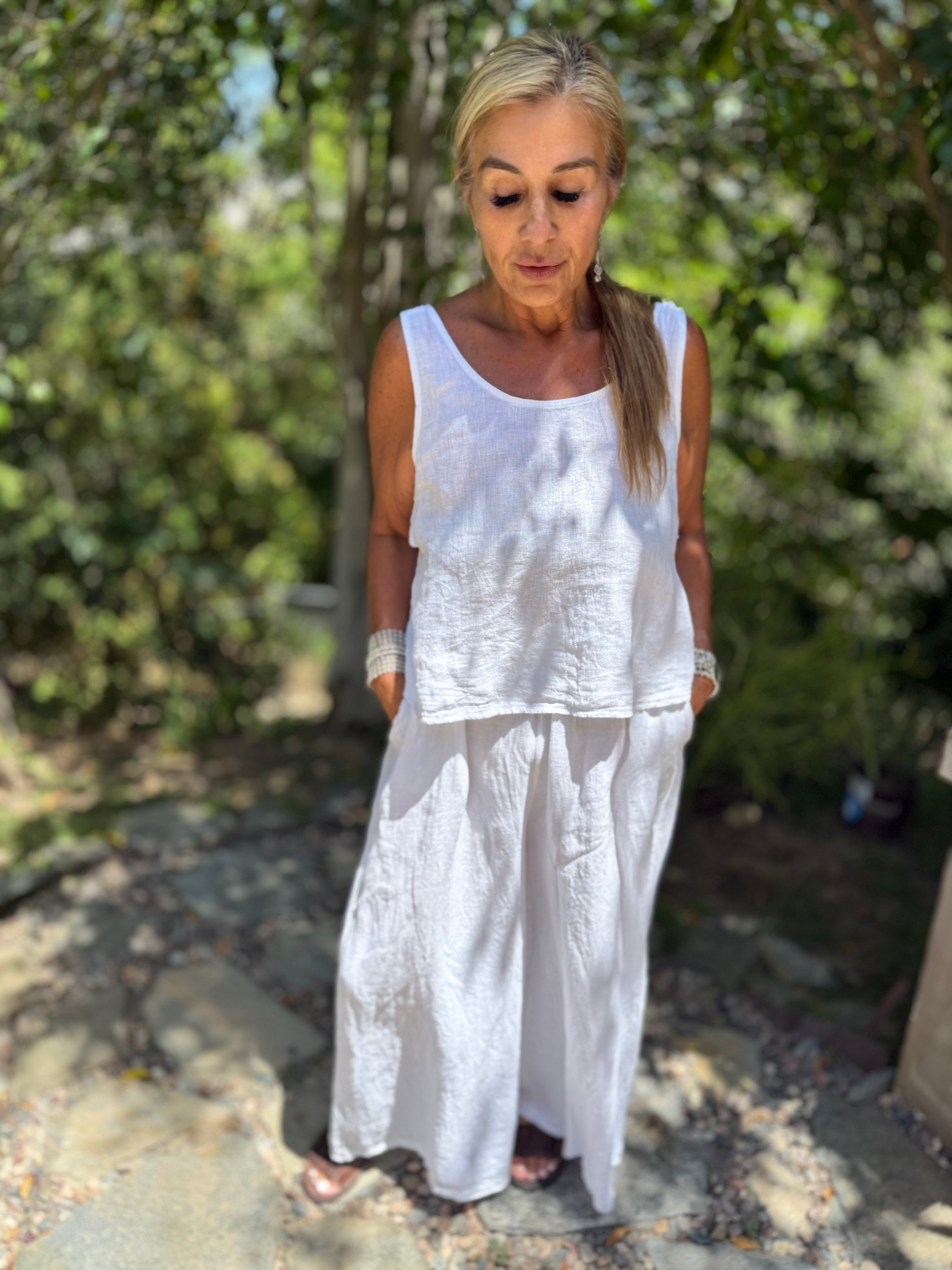 Mia Linen Tie Back Blouse