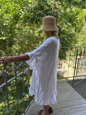 Emily Linen Gold Trim Dress