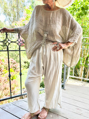 Lightweight Ramie Drawstring Pants