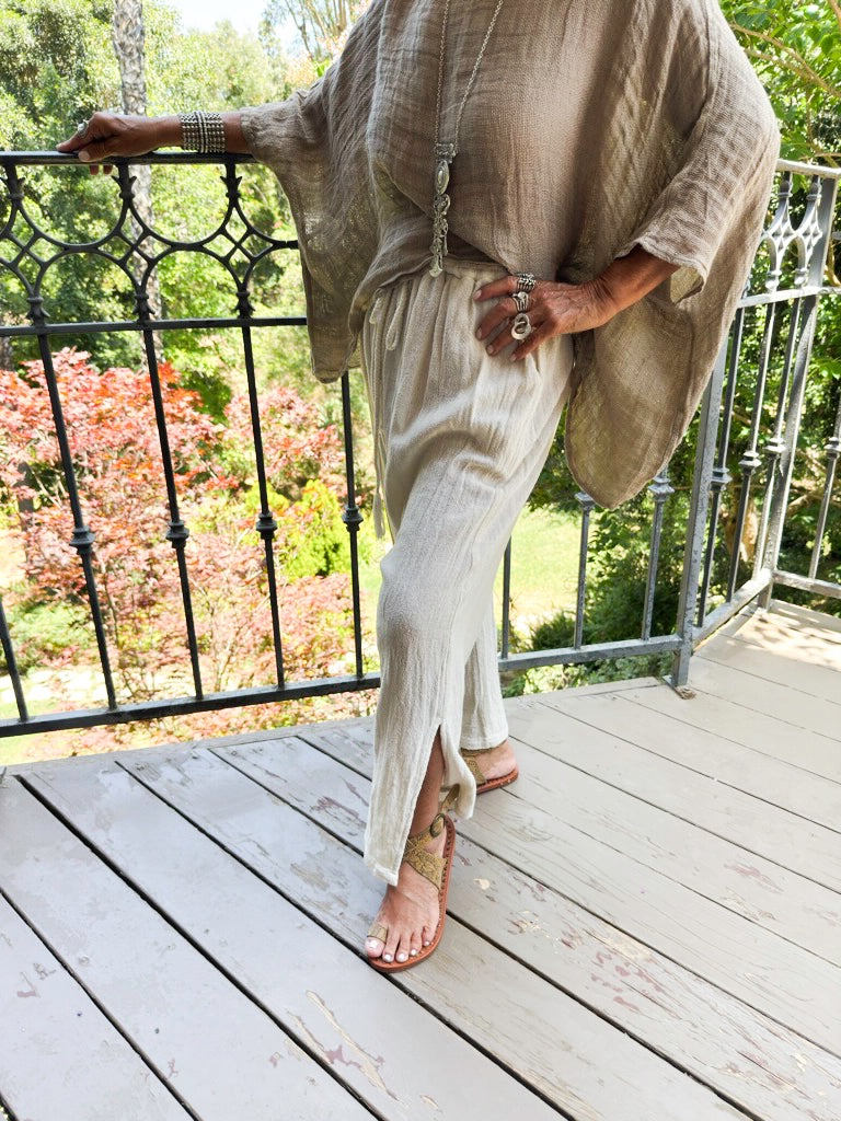 Lightweight Ramie Drawstring Pants