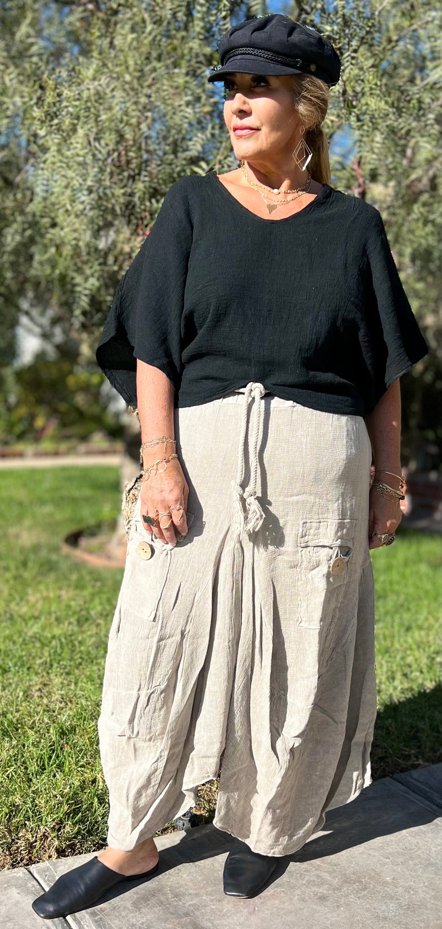 Esmeralda Double Pocket Linen Skirt
