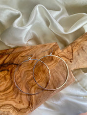 Hammered Geometric Minimalist Bohemian Silver Plated Hoop Earrings