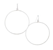 Hammered Geometric Minimalist Bohemian Silver Plated Hoop Earrings