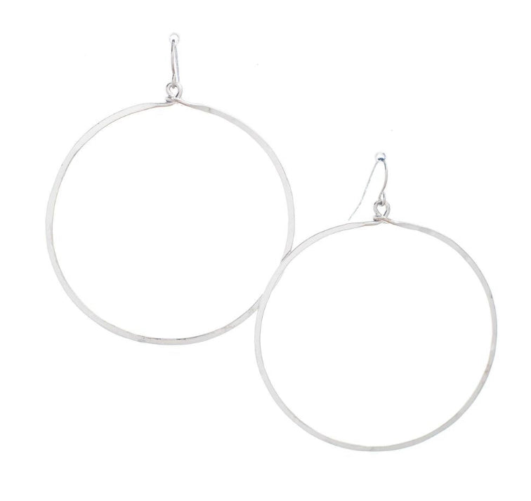 Hammered Geometric Minimalist Bohemian Silver Plated Hoop Earrings